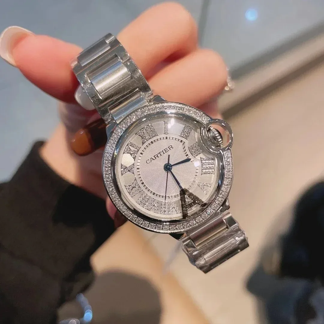 Cartier Cartier Ballon Bleu Diamond Bezel Ladies Watch Silver - 1