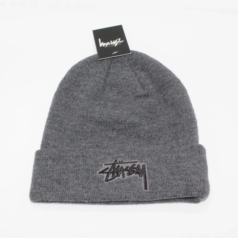 Stussy Stussy Stock Logo Beanie Grey Headwear Grey - 1