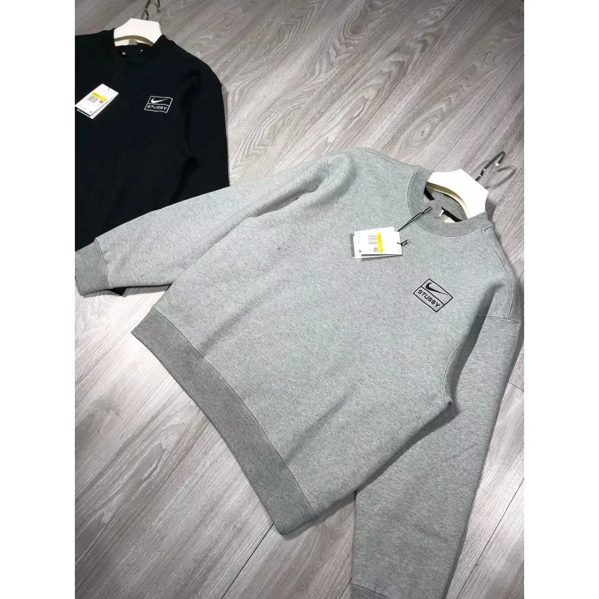 Stussy Stussy Grey Sweatshirt with Nike Logo Crewneck Grey - 1
