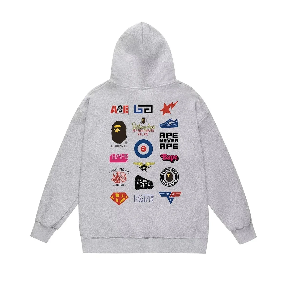 A Bathing Ape A Bathing Ape BAPE STA Grey Graphic Hoodie Grey - 1