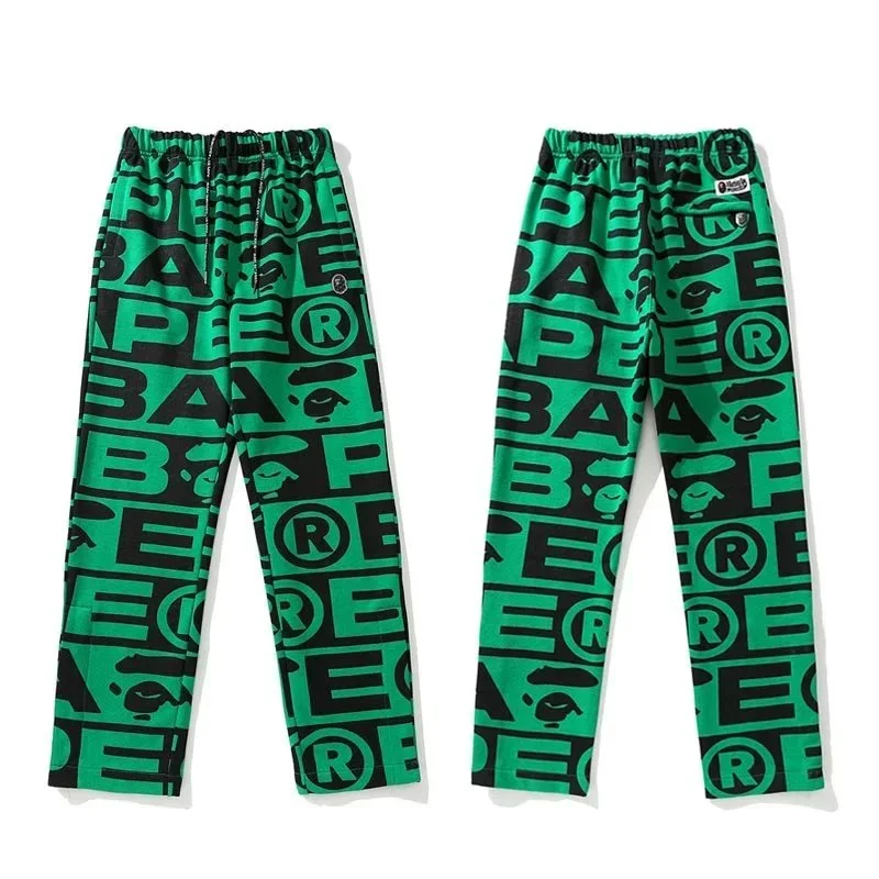 A Bathing Ape A Bathing Ape BAPE STA Green Logo Print Pants Green - 1