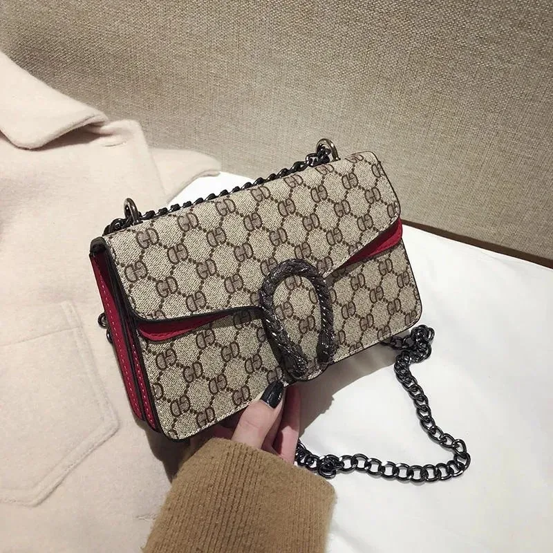 Gucci Gucci Dionysus GG Marmont Beige & Red Crossbody Bag Beige