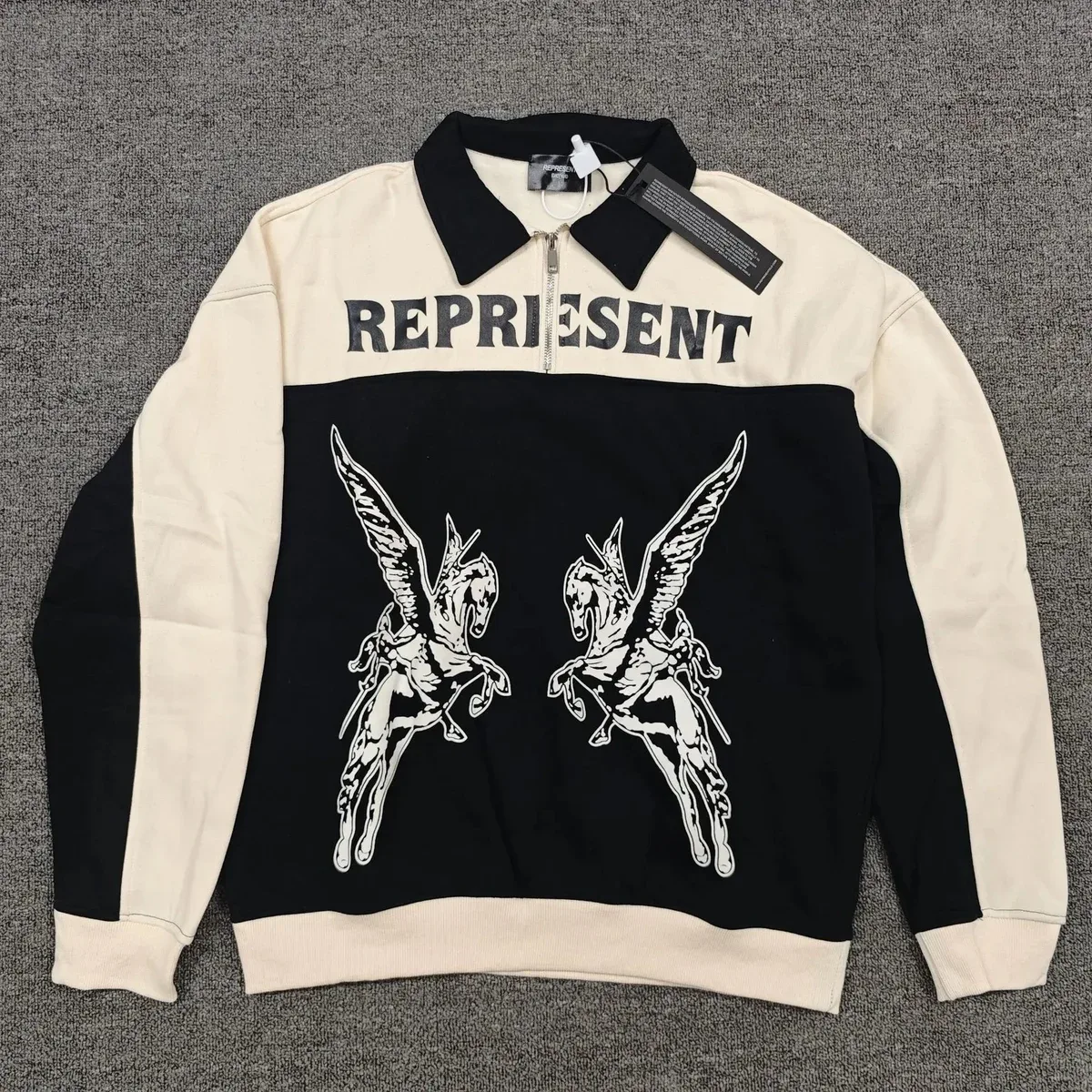 Represent Represent Owners Club Half-Zip Sweatshirt Black/Off-White Black - 1