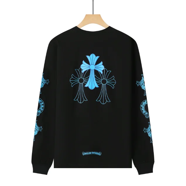 Chrome Hearts Chrome Hearts Cross Blue Print Long Sleeve T-Shirt Black - 1