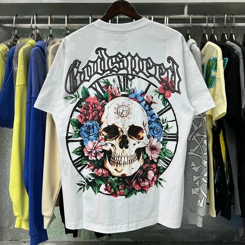 Godspeed Godspeed White Skull & Floral T-Shirt White - 1