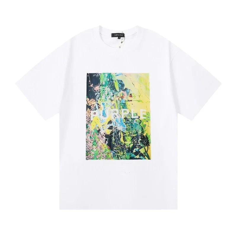 Purple Brand Purple Brand P001 White Abstract Print T-Shirt White - 1