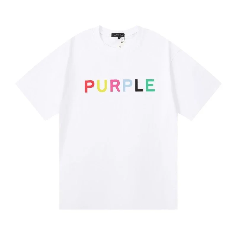 Purple Brand Purple Brand P001 Color Block 'PURPLE' T-Shirt White White - 1