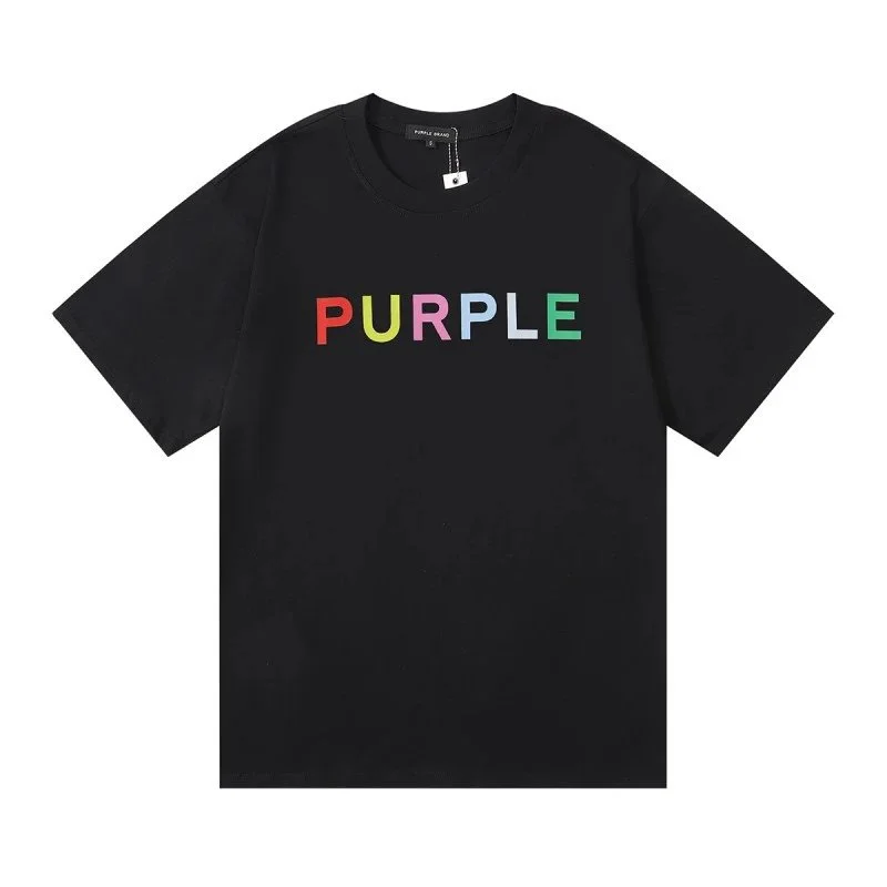 Purple Brand Purple Brand P001 Color Block 'PURPLE' T-Shirt Black Black - 1