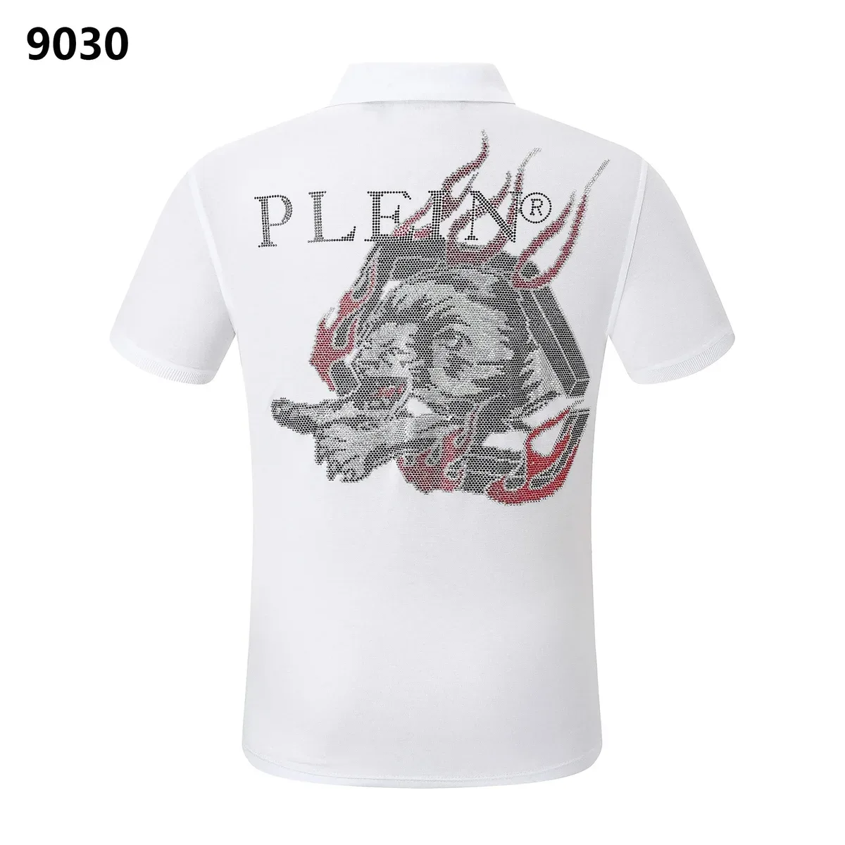 Philipp Plein Plein 9030 White Flame Graphic Polo Shirt White - 1