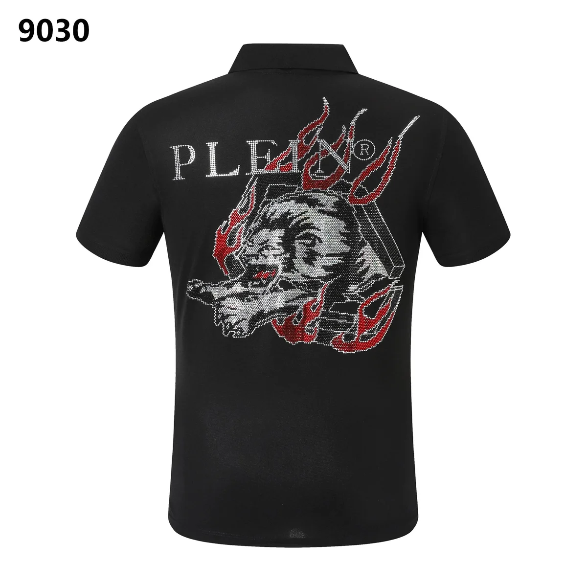 Philipp Plein Plein 9030 Black Flame Graphic Polo Shirt Black - 1