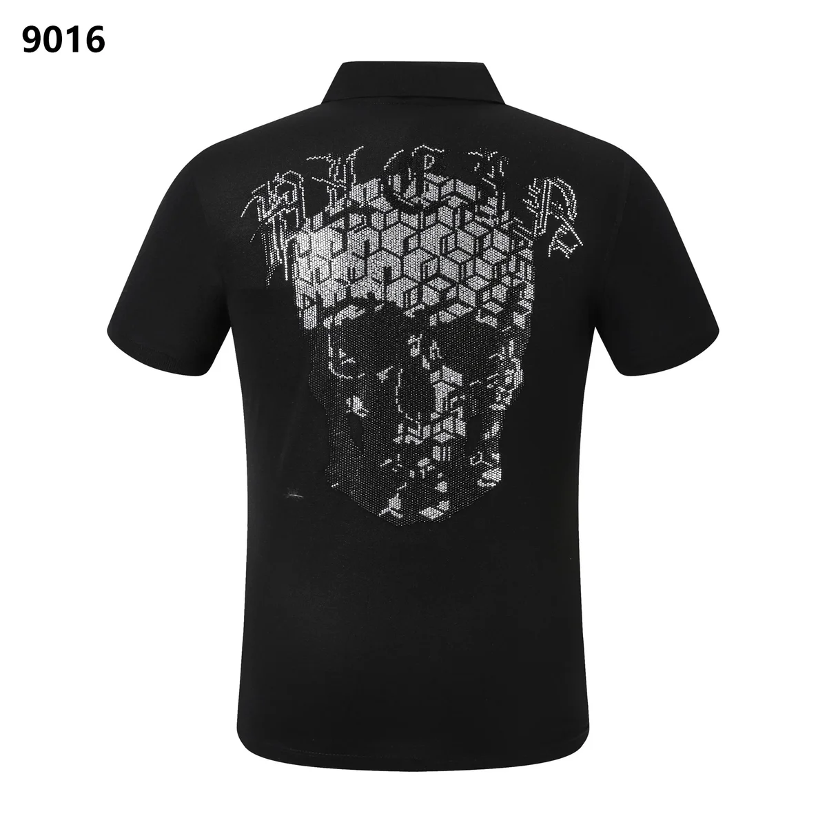 Other Black Skull Print Polo Shirt 9016 Black - 1