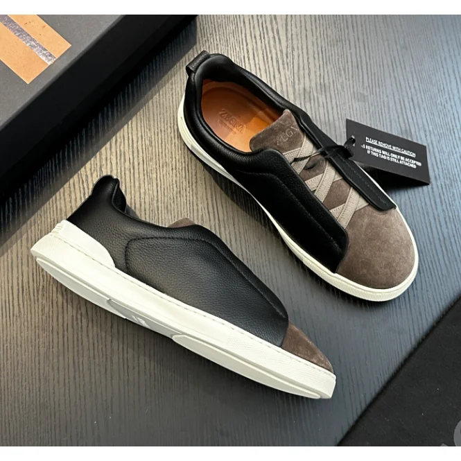 Other Unisex Black & Brown Leather Sneakers Black - 1