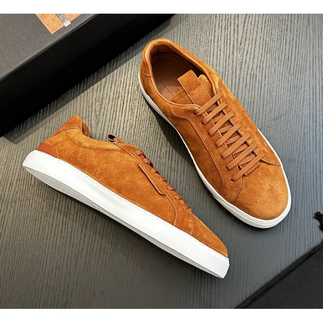 Other Unisex Suede Low-Top Sneakers in Tan Brown - 1
