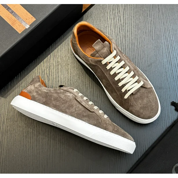 Other Suede Leather Low Top Sneakers Beige White Sole Beige - 1