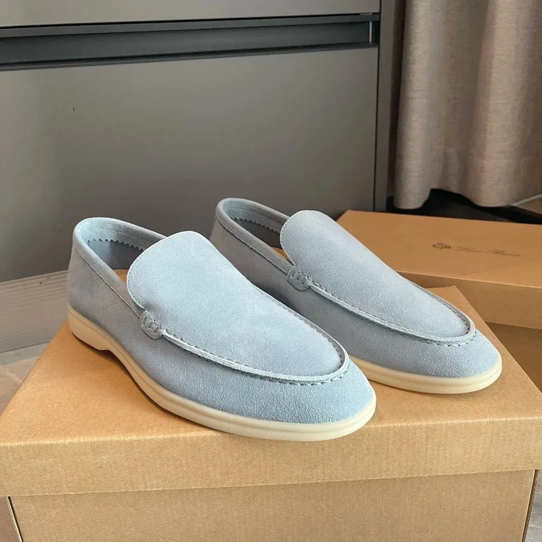 Other Light Blue Suede Loafers Slip-On Shoes Blue - 1