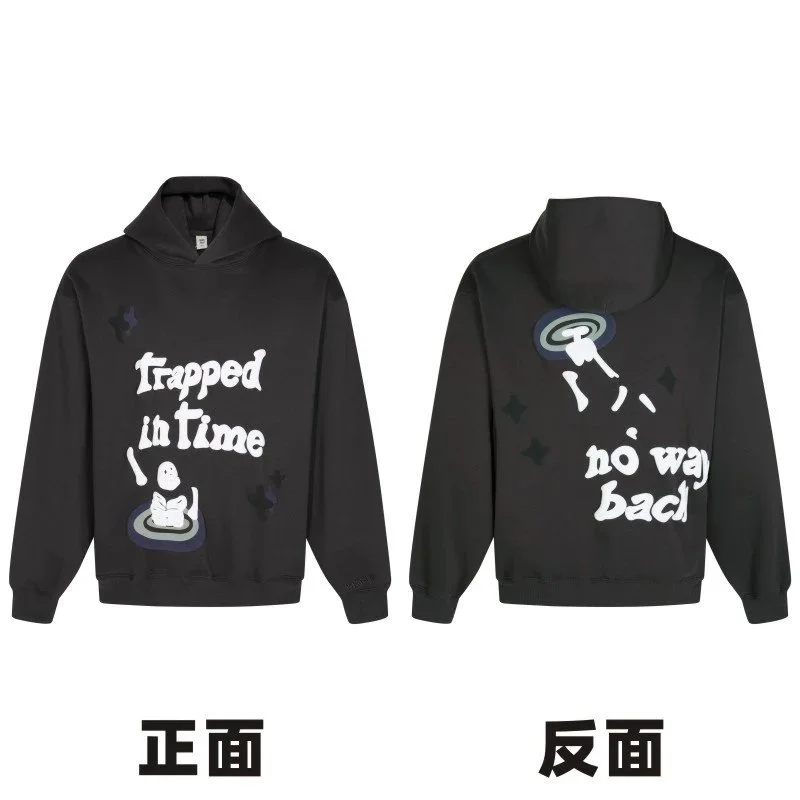 Other Unisex Hoodie B32 Charcoal Grey Graphic Print Sweatshirt Grey - 1