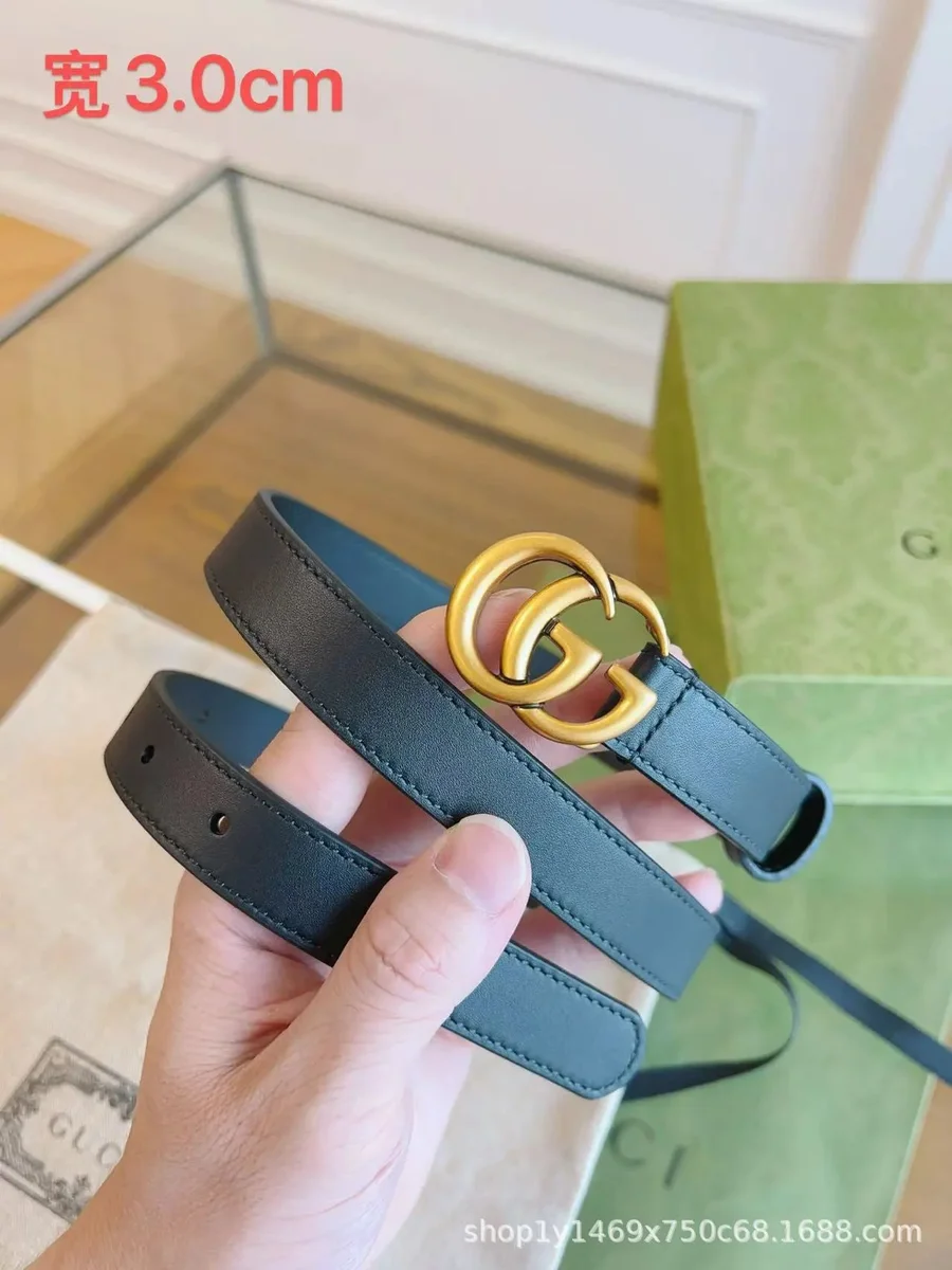 Gucci Gucci GG Marmont Black Leather Belt Black - 1