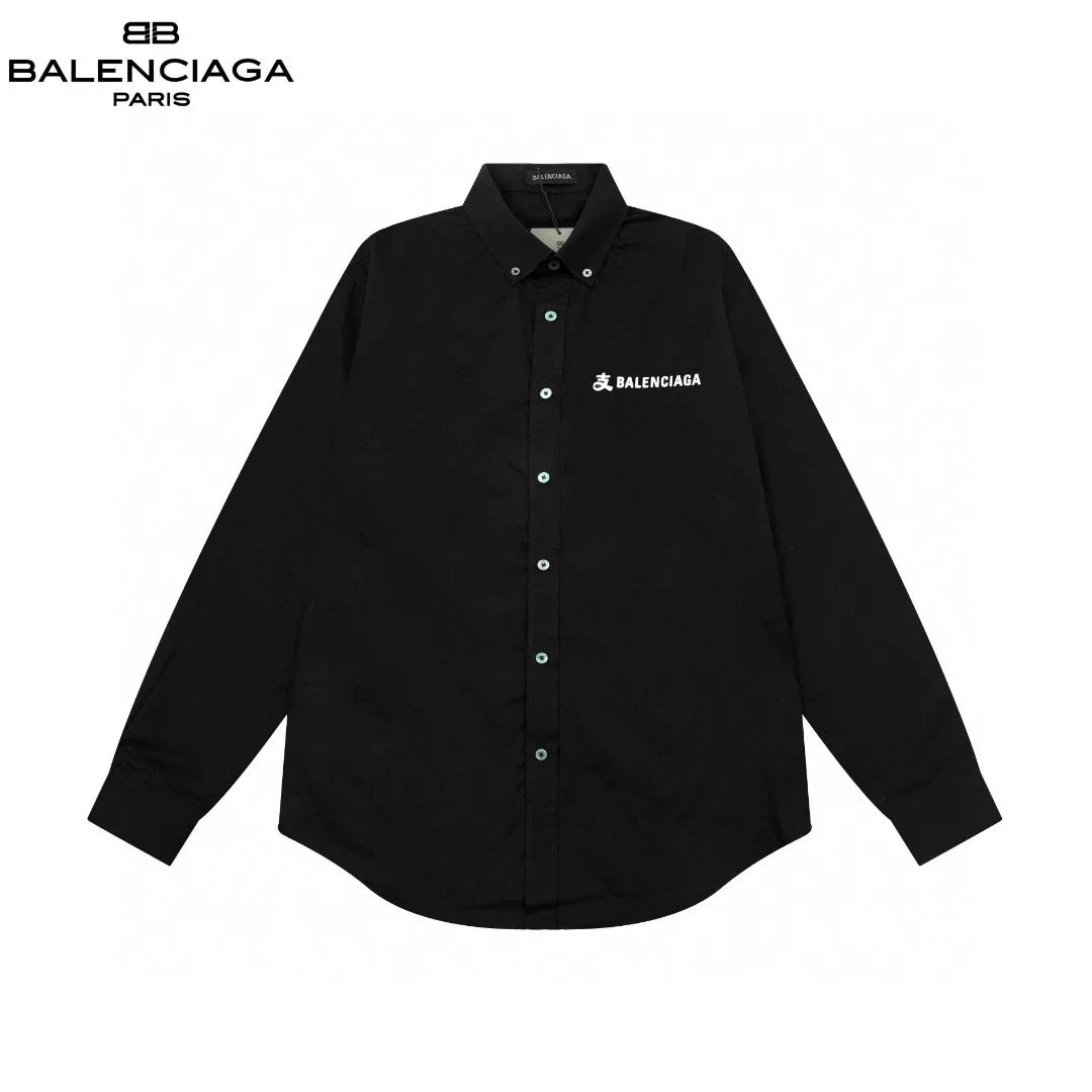 Balenciaga Balenciaga Black Logo Button-Up Shirt Black - 1