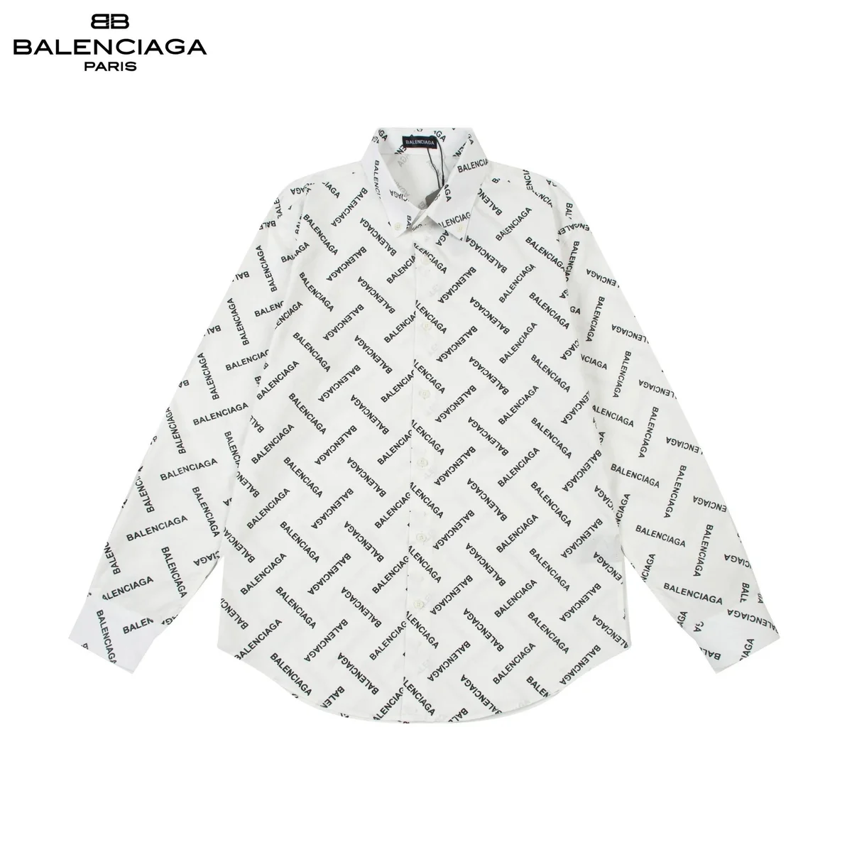 Balenciaga Balenciaga All-Over Logo Print Shirt White White - 1