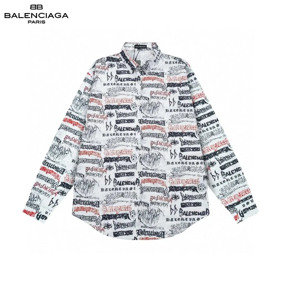 Balenciaga Balenciaga All-Over Logo Print Shirt White White - 1