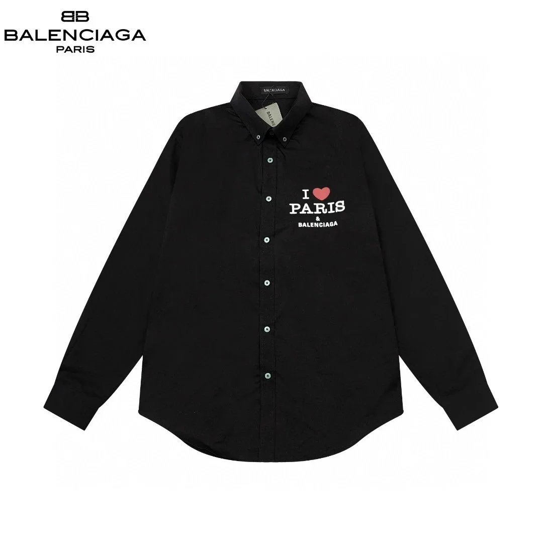 Balenciaga Balenciaga I ❤️ Paris & Balenciaga Black Button-Up Shirt Black - 1