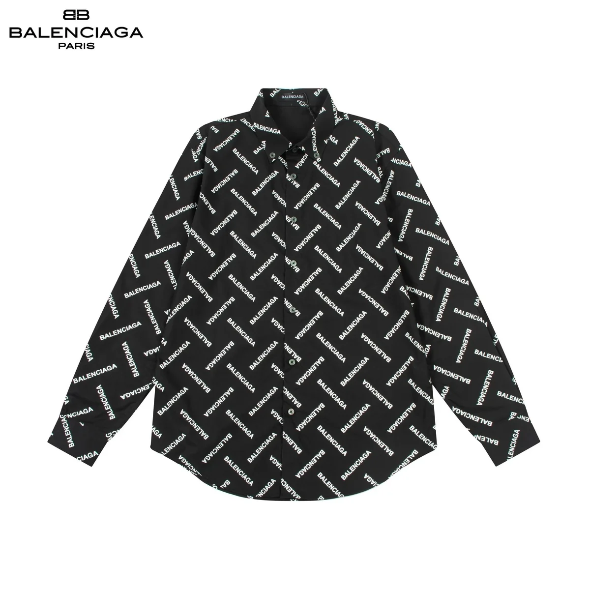 Balenciaga Balenciaga All-Over Logo Print Shirt Black Black - 1
