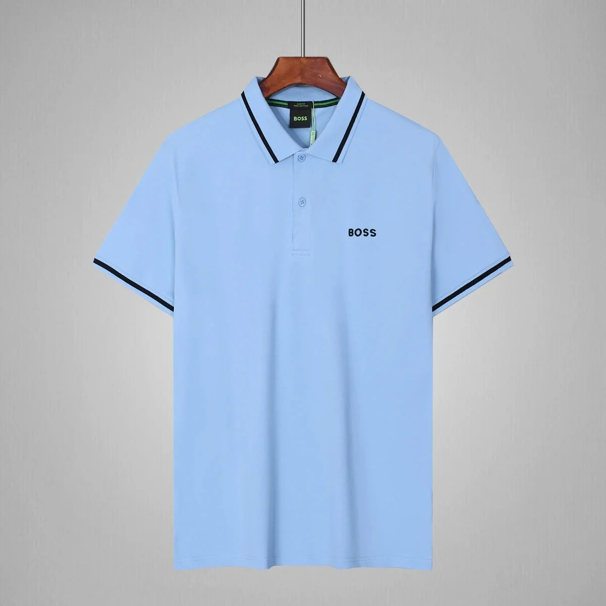 Hugo Boss Hugo Boss Light Blue Polo Shirt with Black Trim Blue - 1