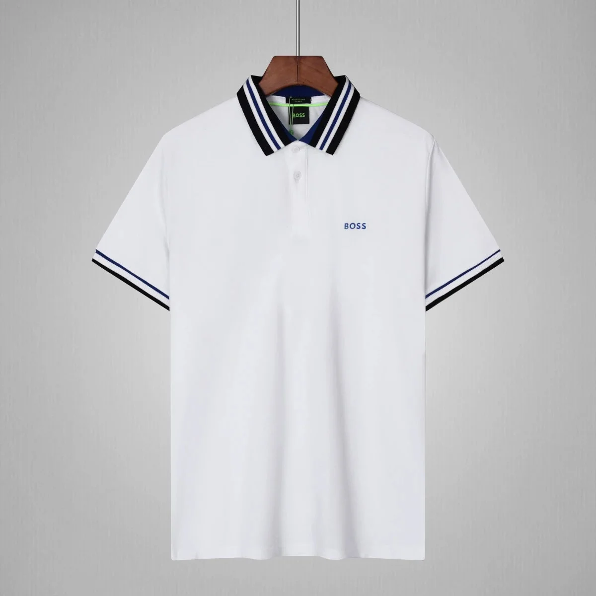 Hugo Boss HUGO BOSS White Polo Shirt with Striped Collar and Cuffs White - 1