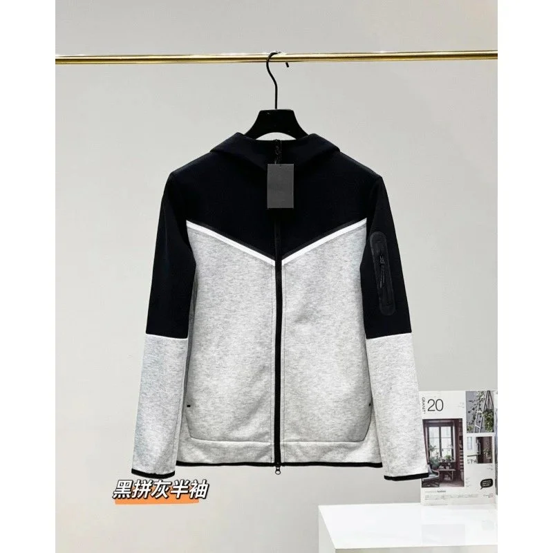 Other Unisex Black and Grey Contrast Hoodie Jacket Grey - 1