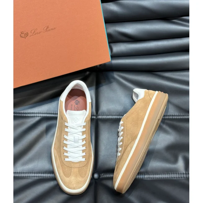 Other Suede Leather Sneakers Beige White Low Top Beige - 1