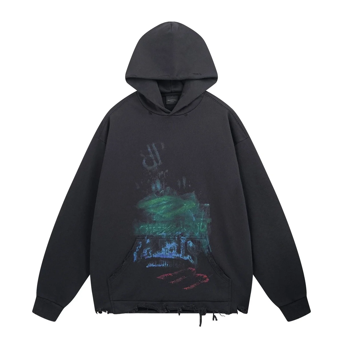 Balenciaga Balenciaga Triple S Hoodie Black Abstract Print Black - 1