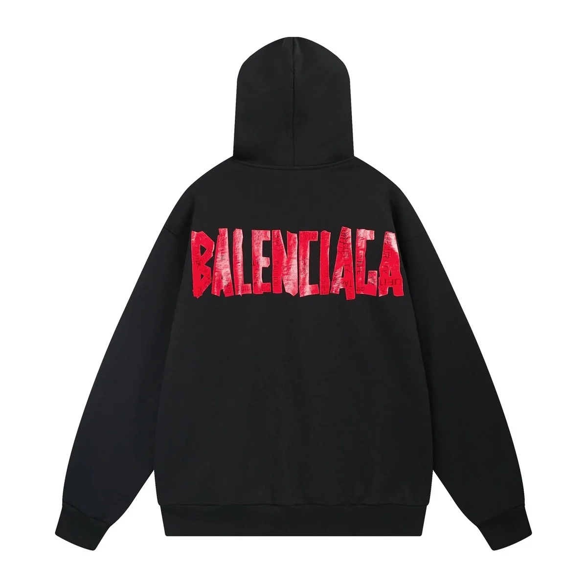 Balenciaga Balenciaga Black Red Logo Hoodie Black - 1