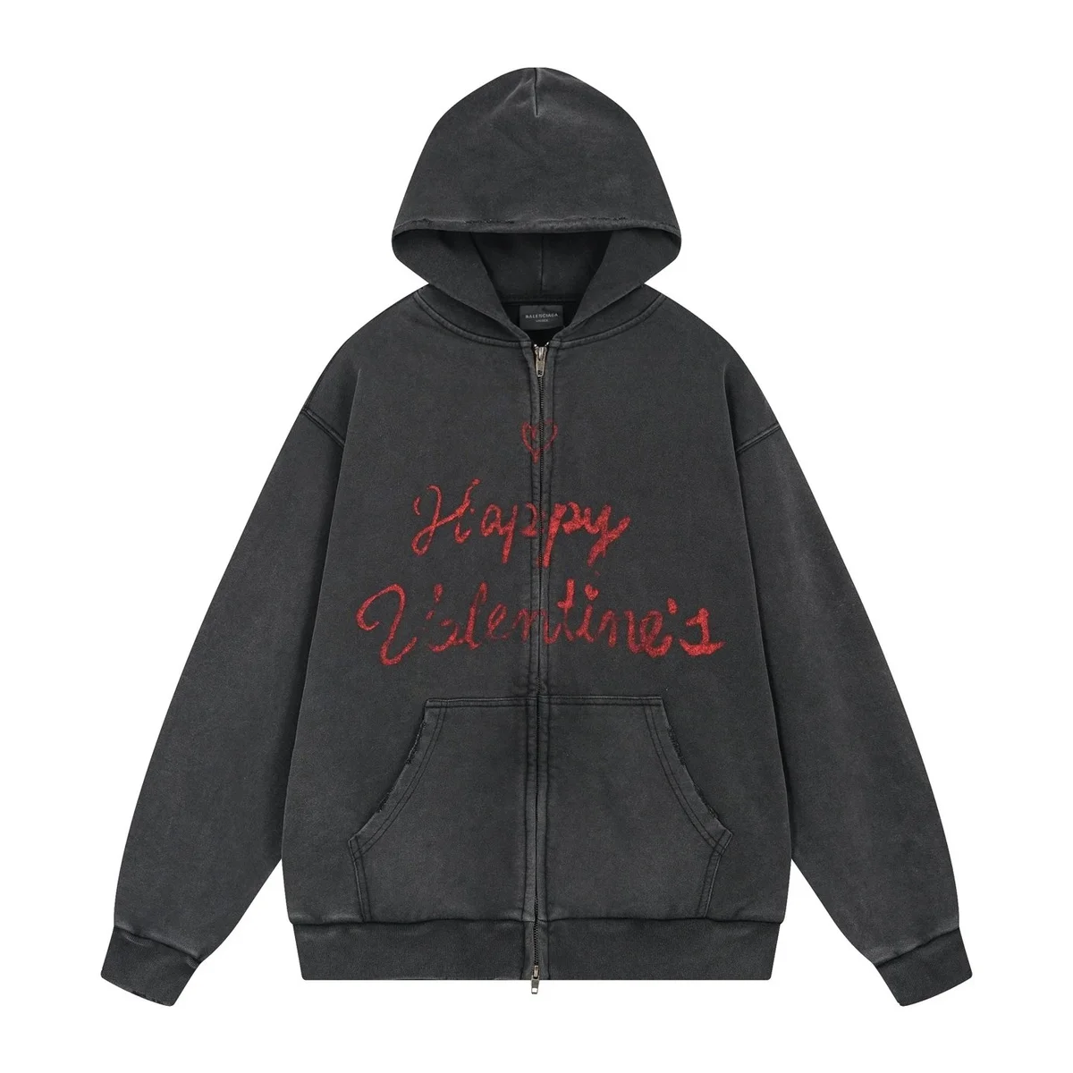 Balenciaga Balenciaga Happy Valentine's Washed Hoodie Black - 1