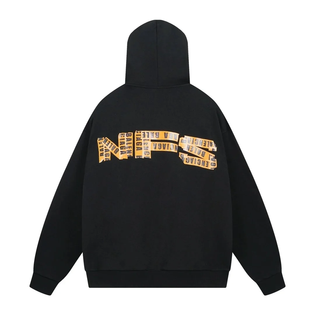 Balenciaga Balenciaga Black Tape Logo Hoodie Black - 1