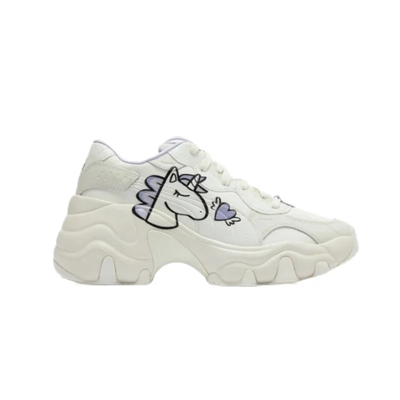 Other Unisex White Unicorn Embroidery Sneakers White - 1