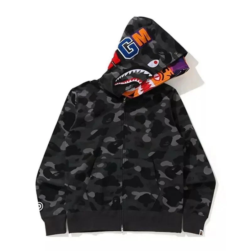 A Bathing Ape BAPE BAPE STA Shark Camo Hoodie Black Black - 1