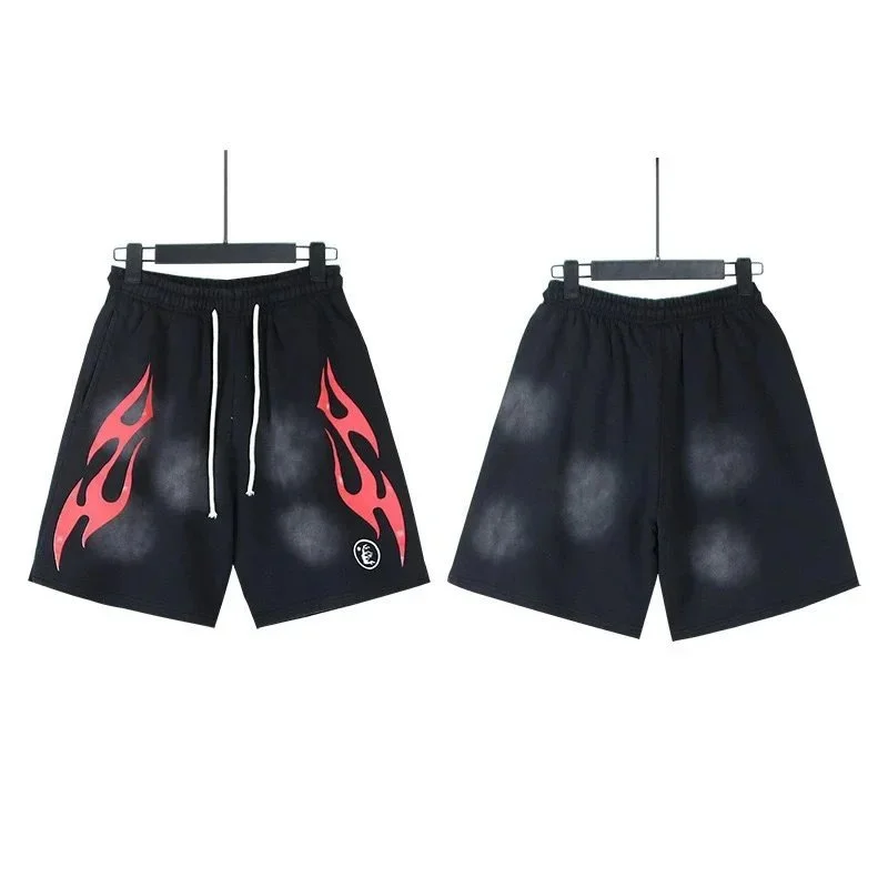 Other Black Flame Print Shorts Casual Black - 1