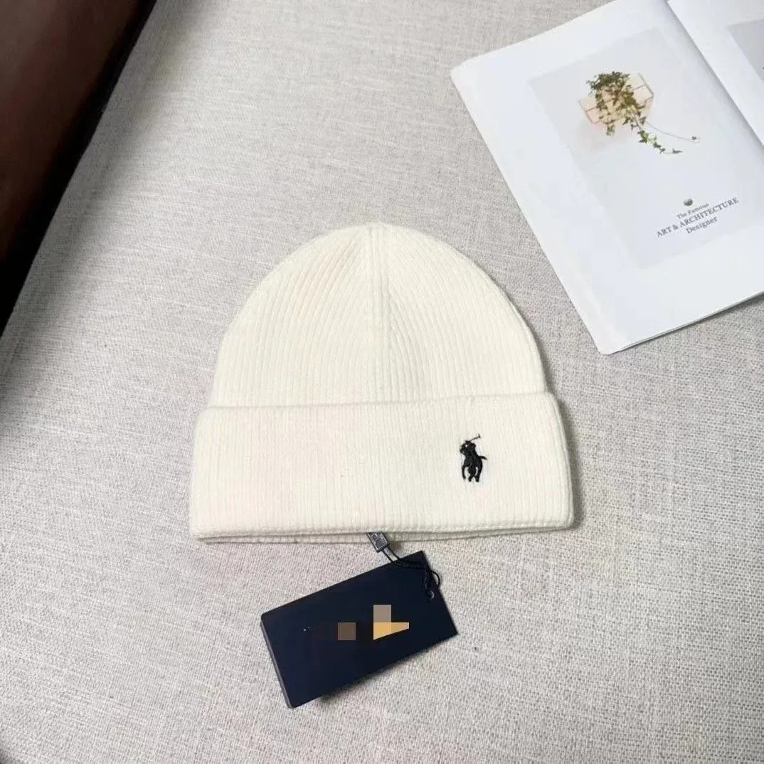 Polo Ralph Lauren Polo Ralph Lauren Pony Embroidered Beanie White Headwear White - 1