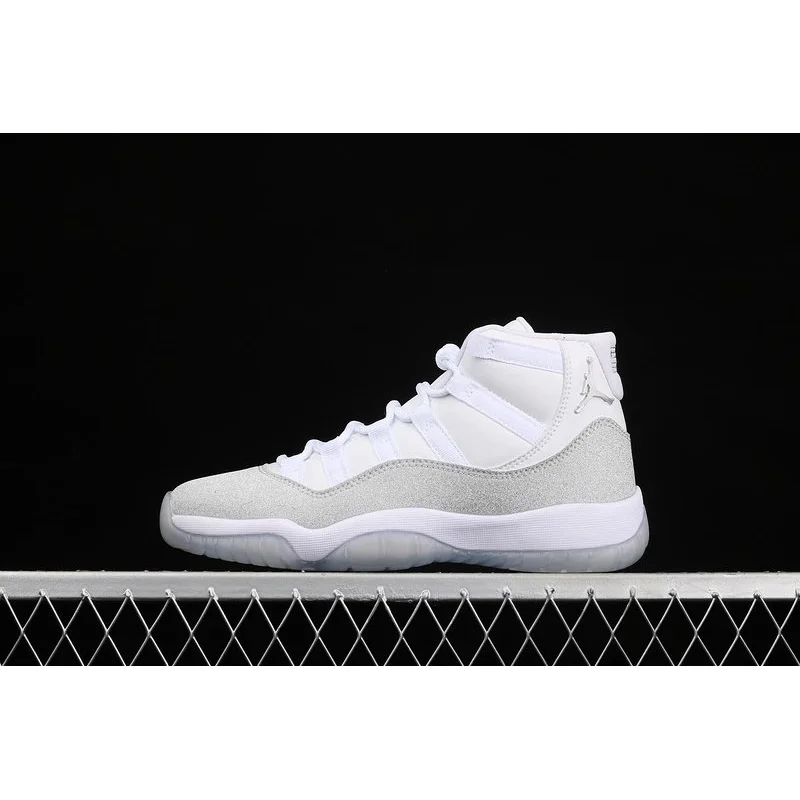Jordan Nike Air Jordan 11 White Silver Metallic Sneakers White - 1
