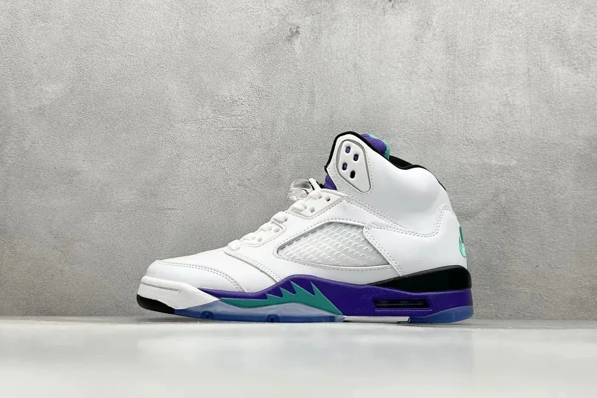 Jordan Nike Air Jordan 5 White Purple Green Sneakers White - 1