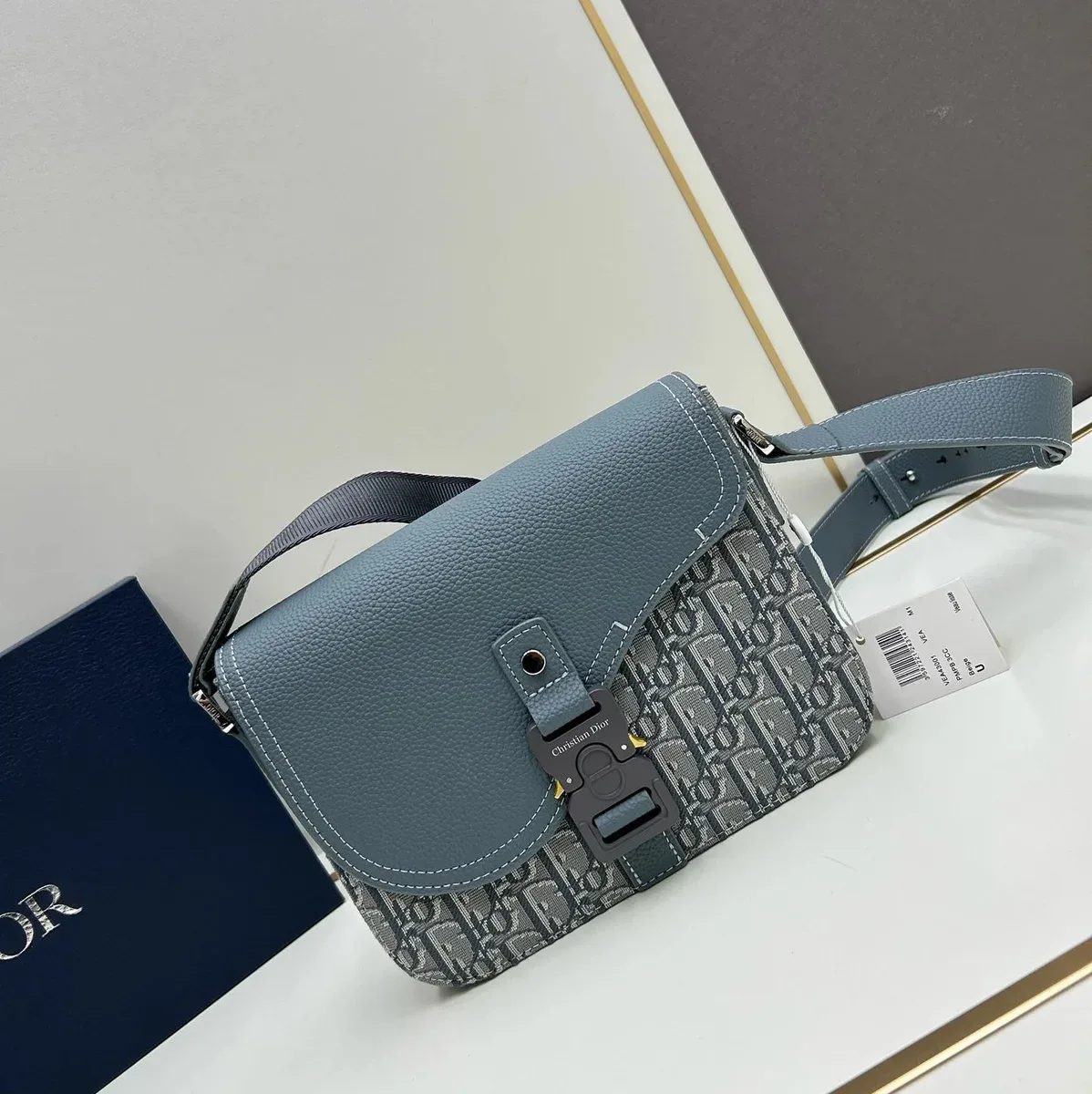 Dior Dior Book Tote Blue Monogram Crossbody Bag Blue - 1