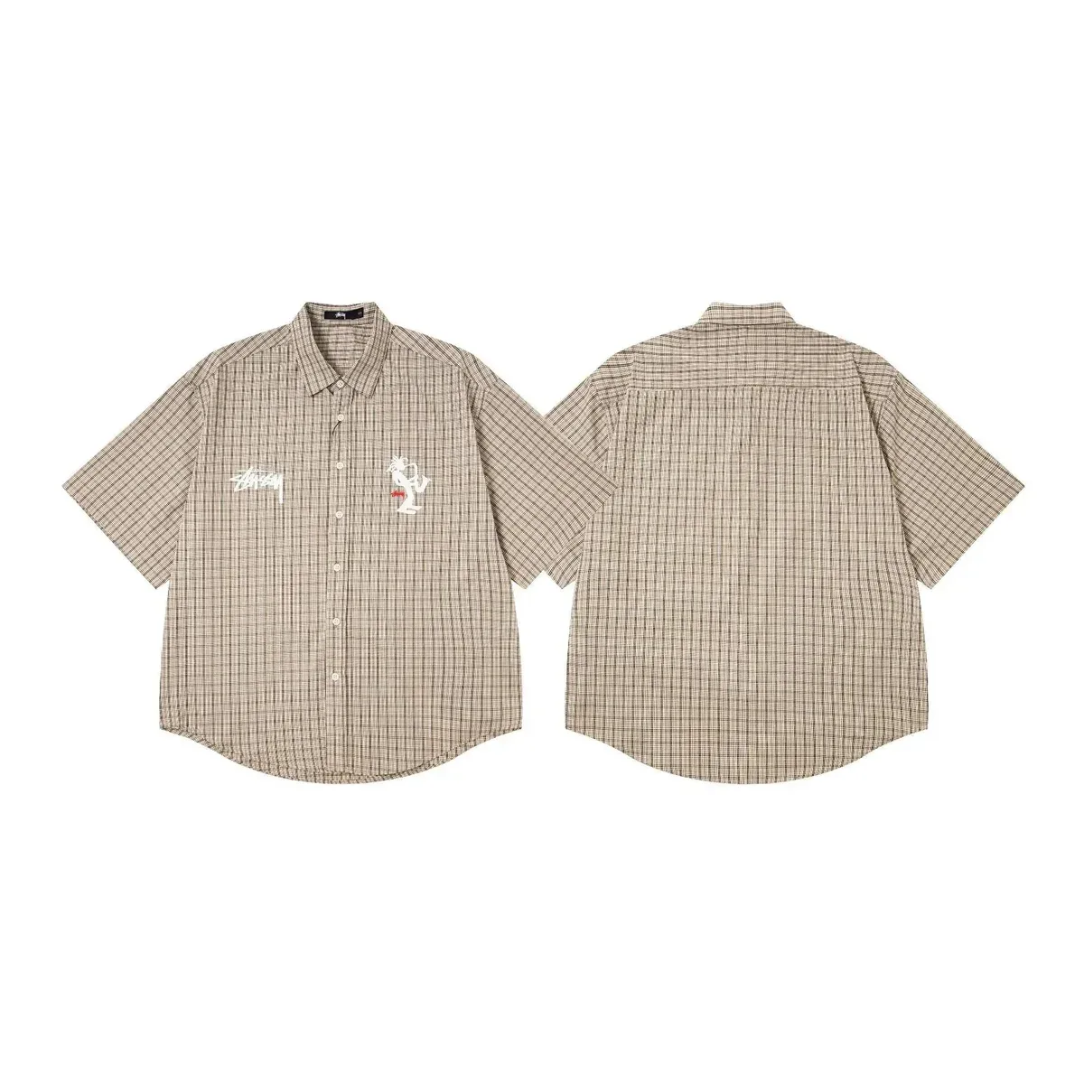 Stussy Stussy Plaid Short Sleeve Shirt Beige Beige - 1