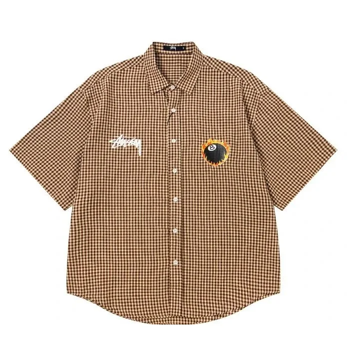 Stussy Stussy Gingham Check Shirt 6962 Brown T-Shirts Brown - 1