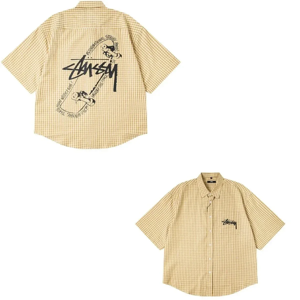 Stussy Stussy Yellow Grid Check Short Sleeve Shirt Yellow - 1