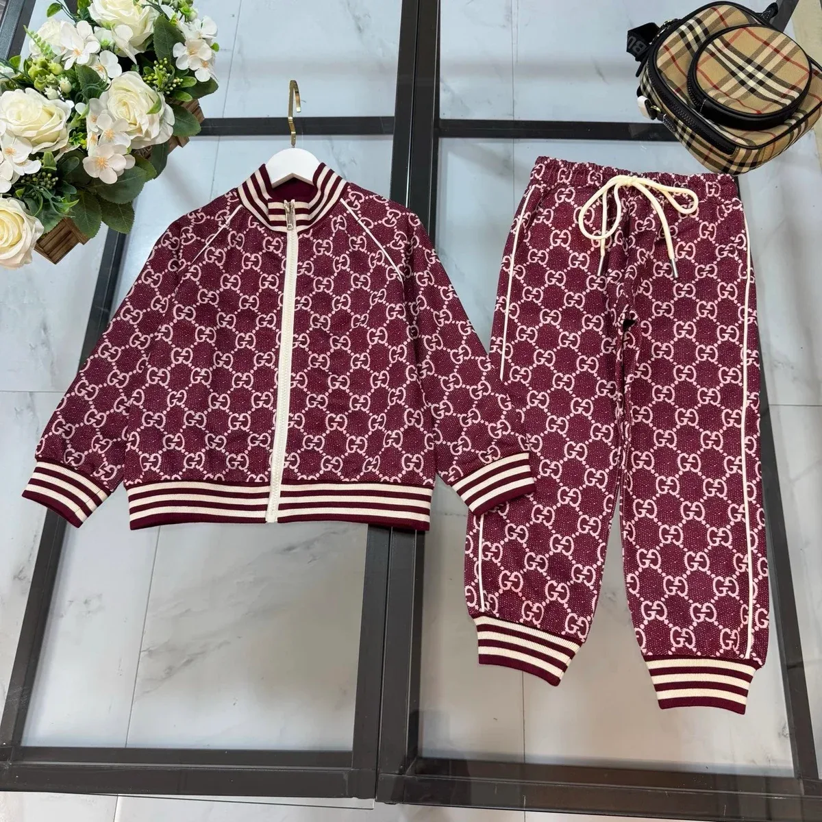 Gucci Gucci GG Marmont Wine Red Tracksuit Set Red - 1