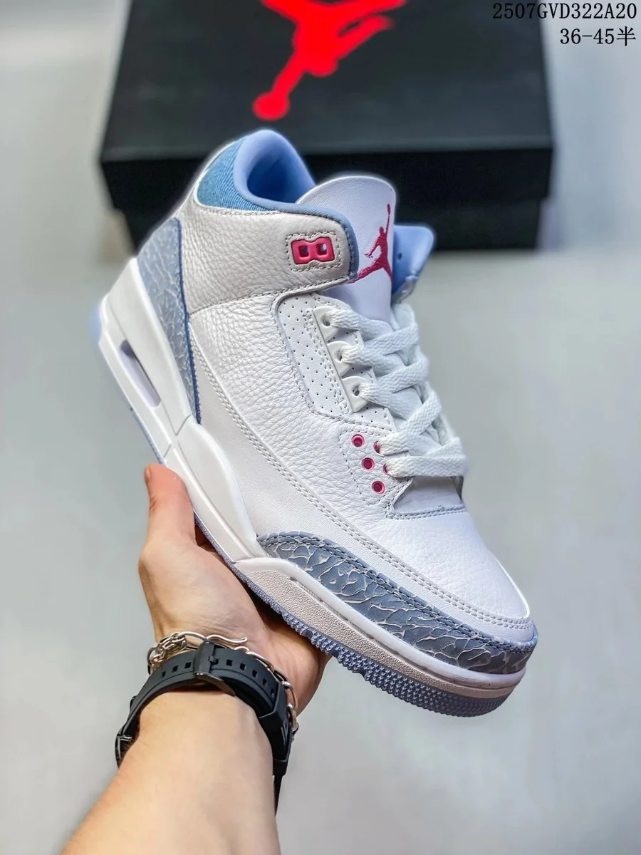 Jordan Nike Air Jordan 3 White Cement Grey Pink Sneakers White - 1