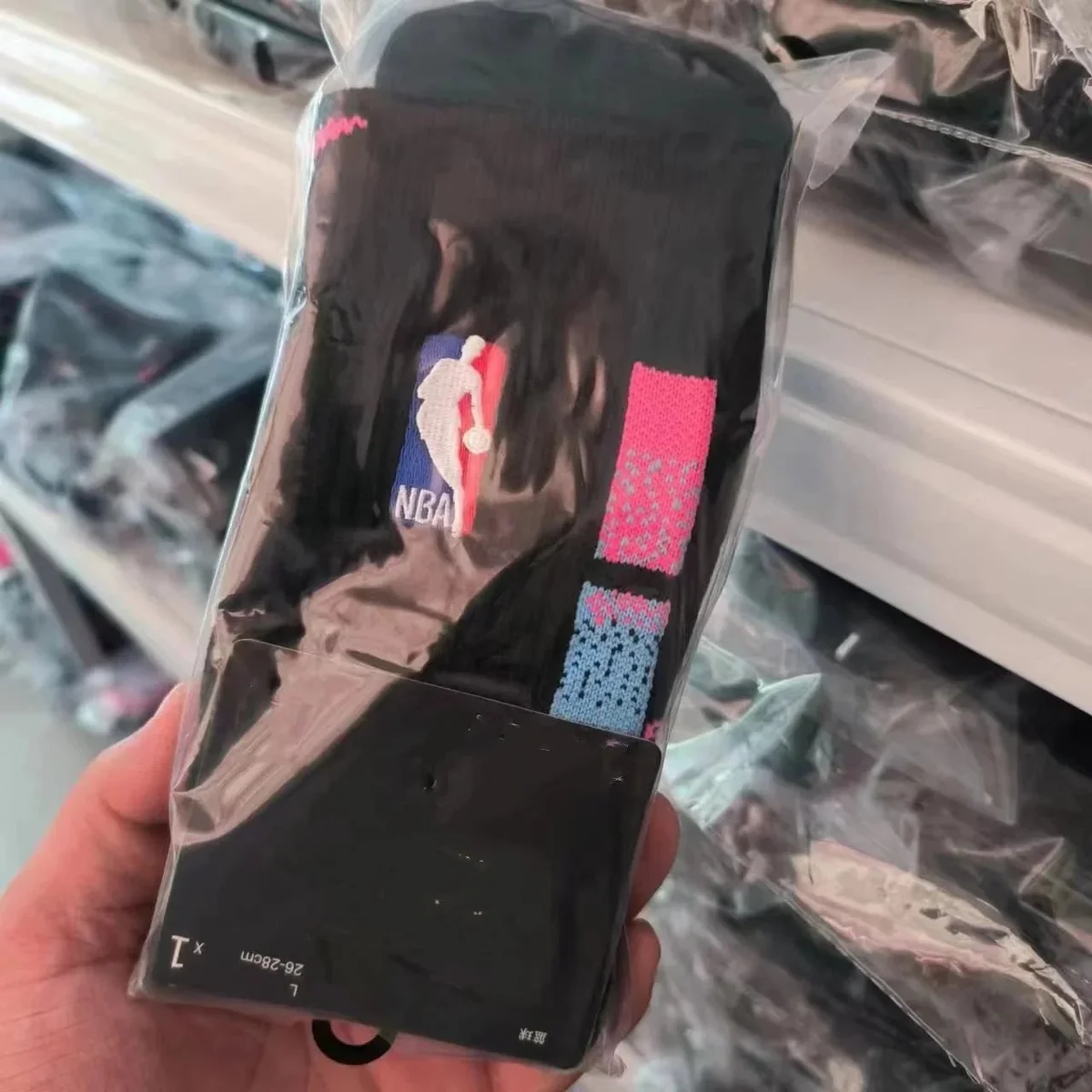 Other NBA Socks Black with Pink & Blue Accents Black - 1