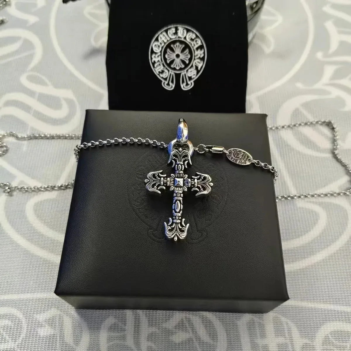Chrome Hearts Chrome Hearts Cemetery Cross Silver Necklace Silver - 1