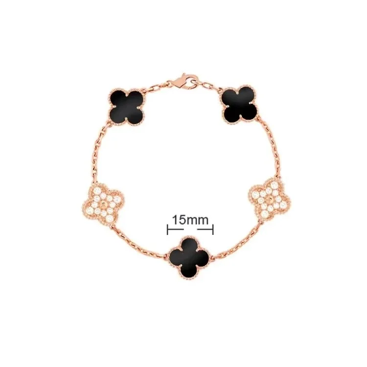Van Cleef & Arpels Van Cleef & Arpels Alhambra Rose Gold Black Clover Bracelet Black - 1