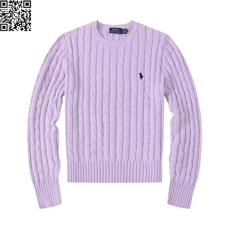 Polo Ralph Lauren Polo Ralph Lauren Classic Logo Purple Cable-Knit Sweater Purple - 1